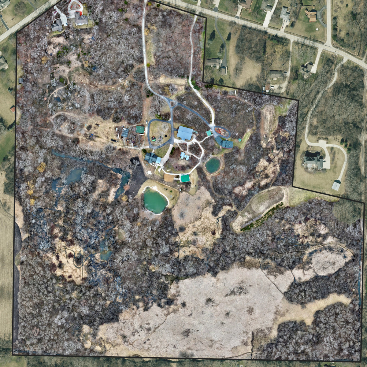 Spring leaf-off aerial property map